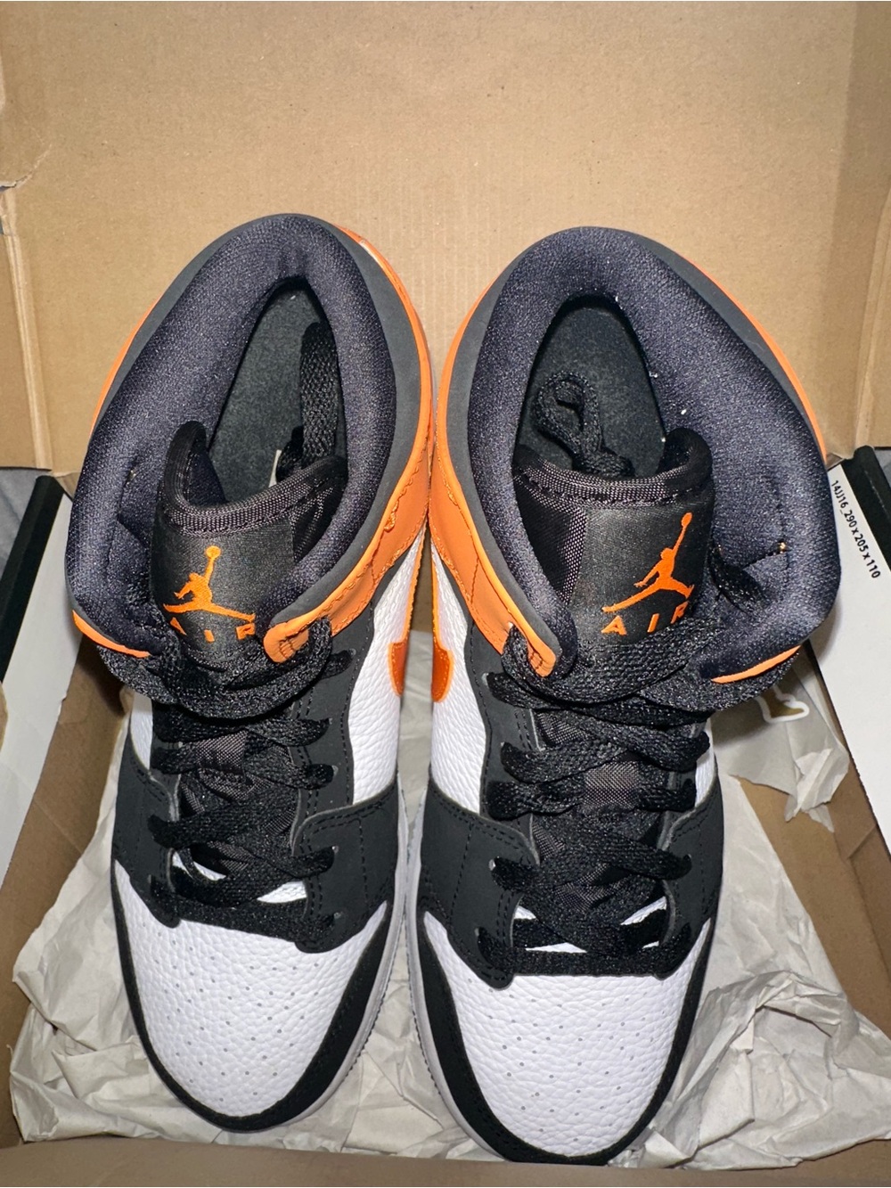 Jordan Mid-Top Sneakers in White, Black & Orange